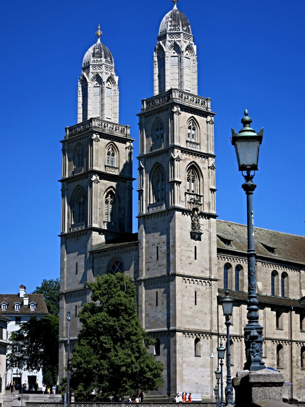 The Grossmünster in Zurich, where Zwingli preached and “swept the city with him” — until it was the city council, not a popular vote, that decided Zurich would go Protestant.