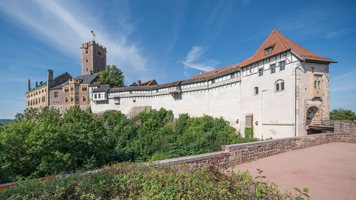 Wartburg Castle, where Luther hid after the Diet of Worms and translated the New Testament into German in roughly eleven weeks, before returning to Wittenberg to put the brakes on changes that had run ahead of him.