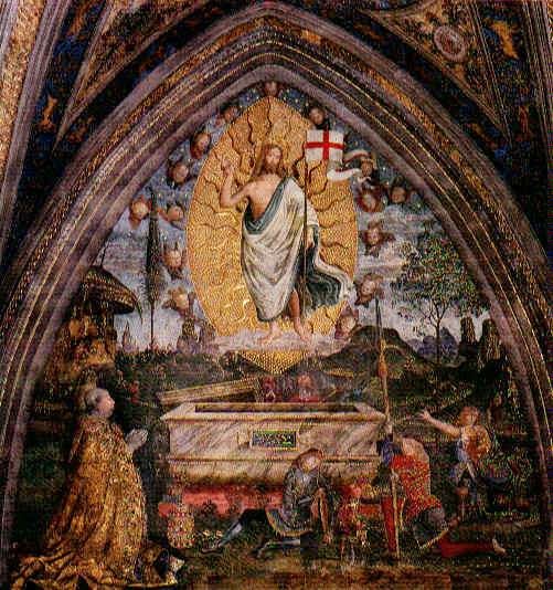 The Borgia pope Alexander VI kneeling in prayer, the lavish, immoral papacy at the height of the Renaissance.
