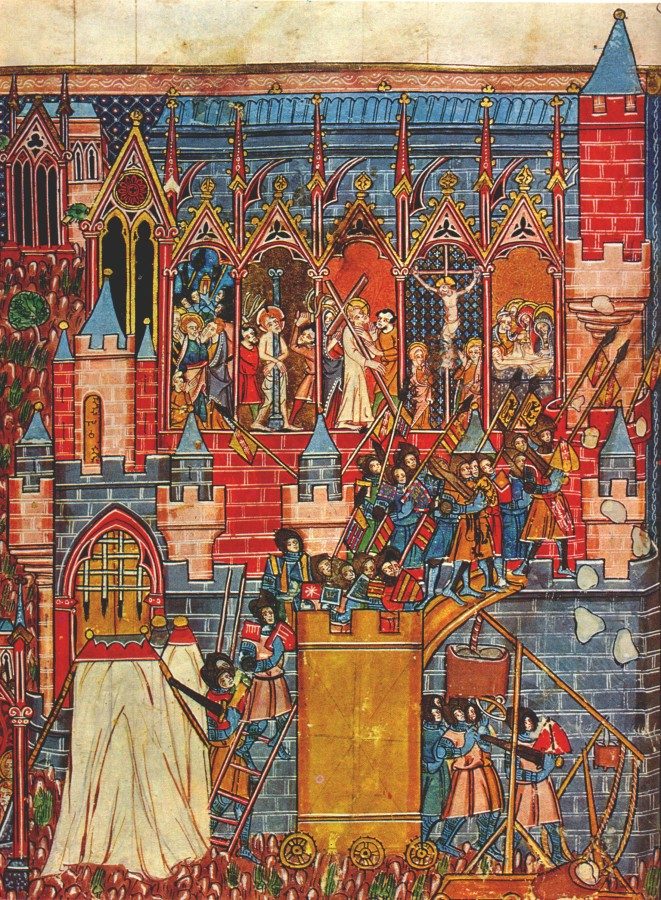 The crusaders take Jerusalem on 15 July 1099, then slaughter its people, a miniature from William of Tyre’s chronicle.