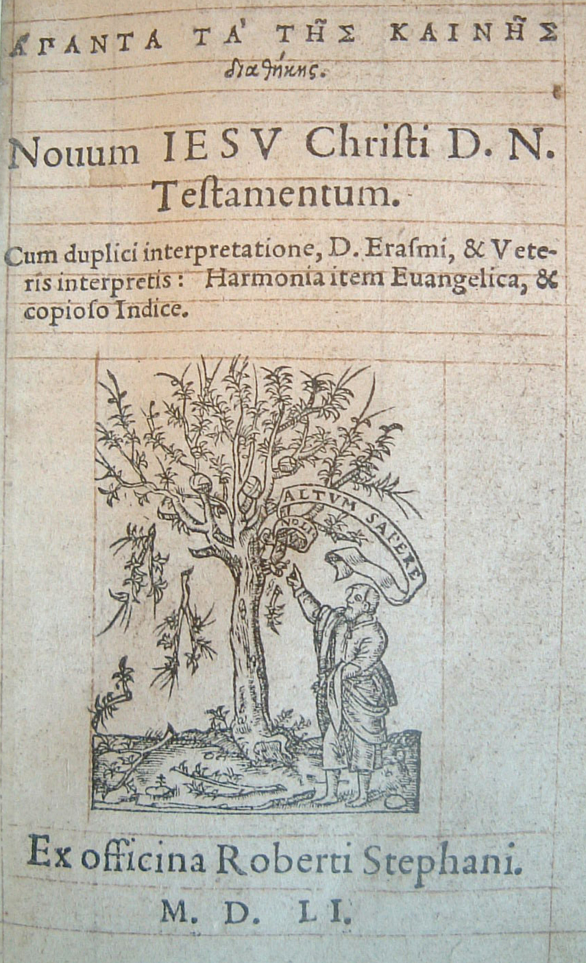Robert Estienne's (Stephanus) 1551 Greek New Testament printed in Geneva — the historic first edition to introduce modern numbered verses into the biblical text.